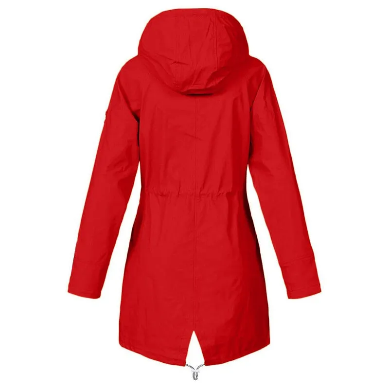 Women Windproof Long Hooded Jackets