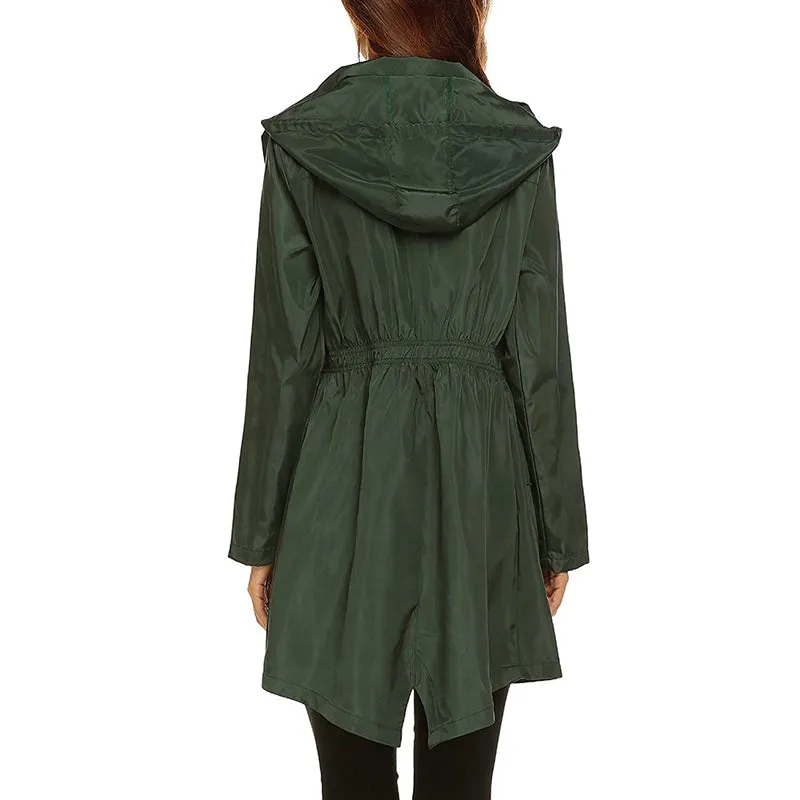 Women Windproof Long Hooded Jackets