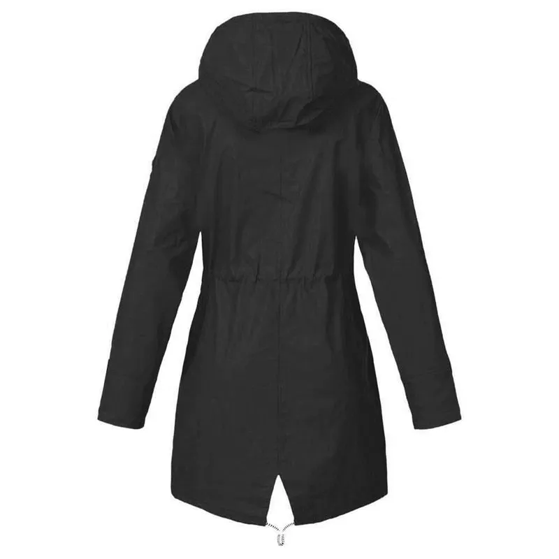 Women Windproof Long Hooded Jackets