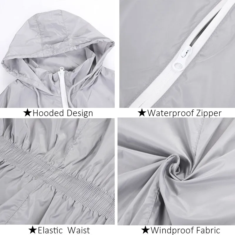 Women Windproof Long Hooded Jackets