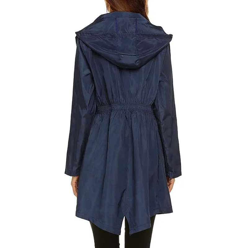 Women Windproof Long Hooded Jackets