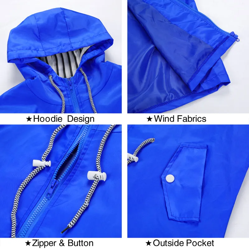 Women Windproof Long Hooded Jackets