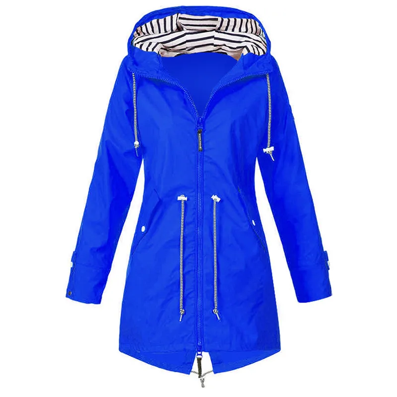 Women Windproof Long Hooded Jackets