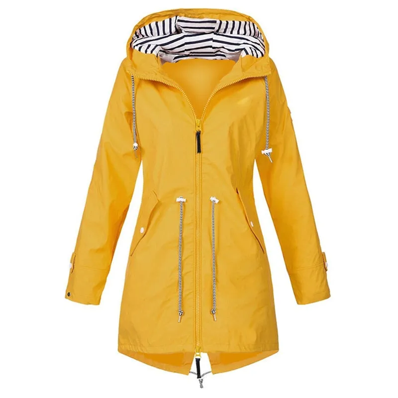 Women Windproof Long Hooded Jackets