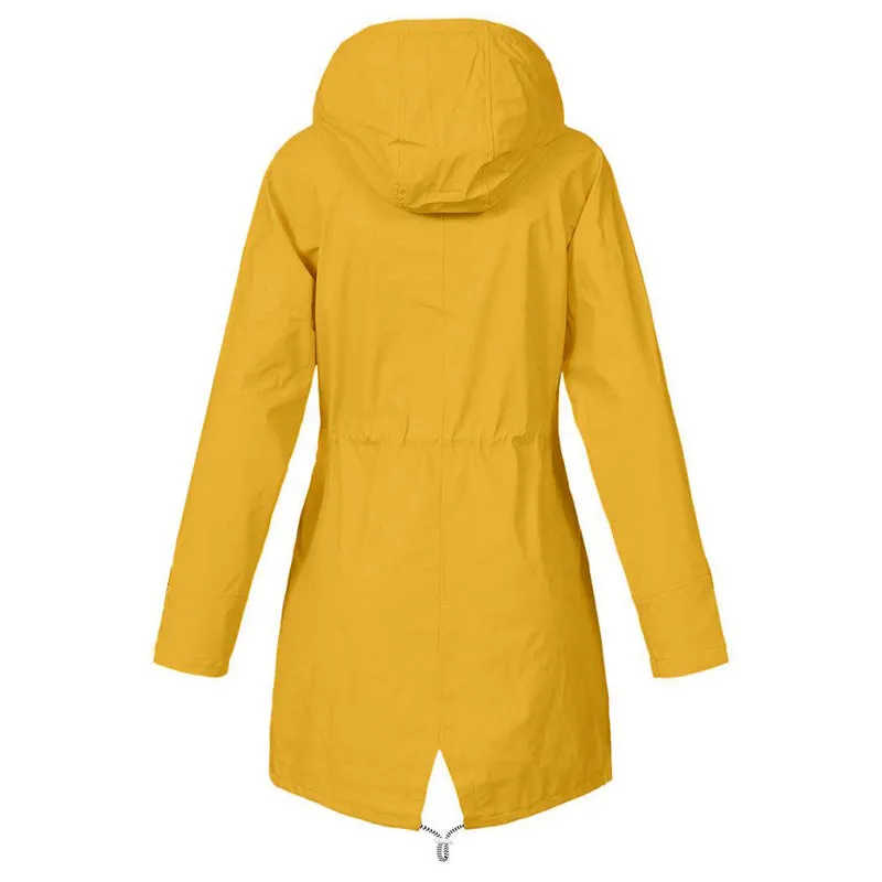 Women Windproof Long Hooded Jackets