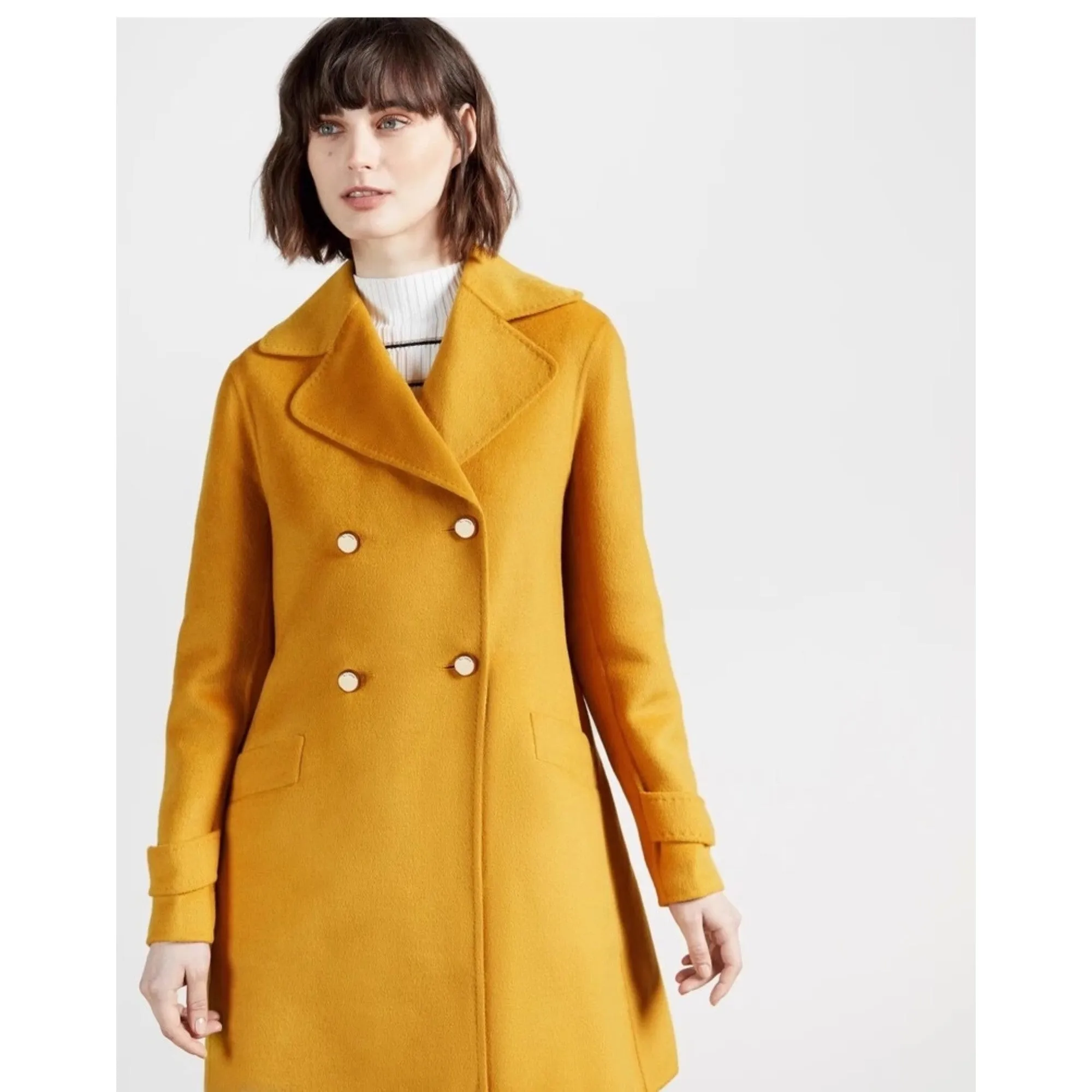 Women Wmo-Blankaa-Collared Long Pea Coat - Yellow