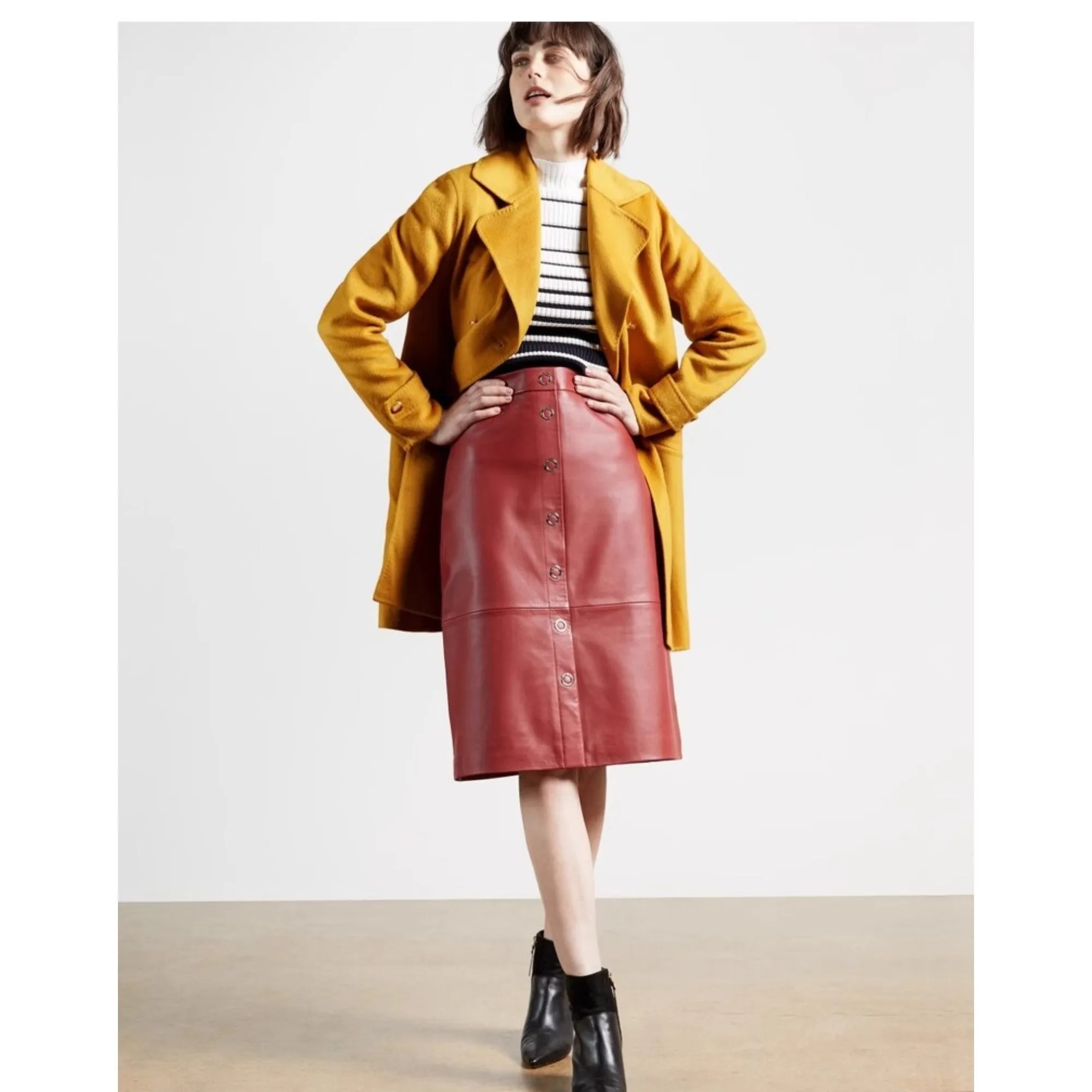 Women Wmo-Blankaa-Collared Long Pea Coat - Yellow