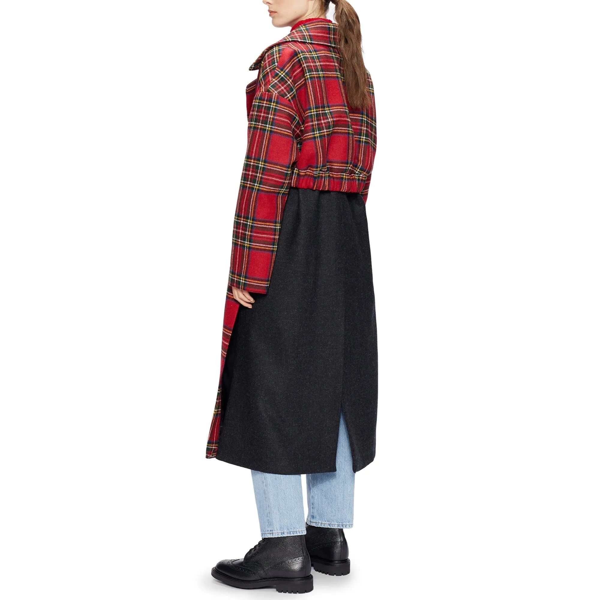 Women Wmo-Jessel-Tartan Coat - Dk-Red