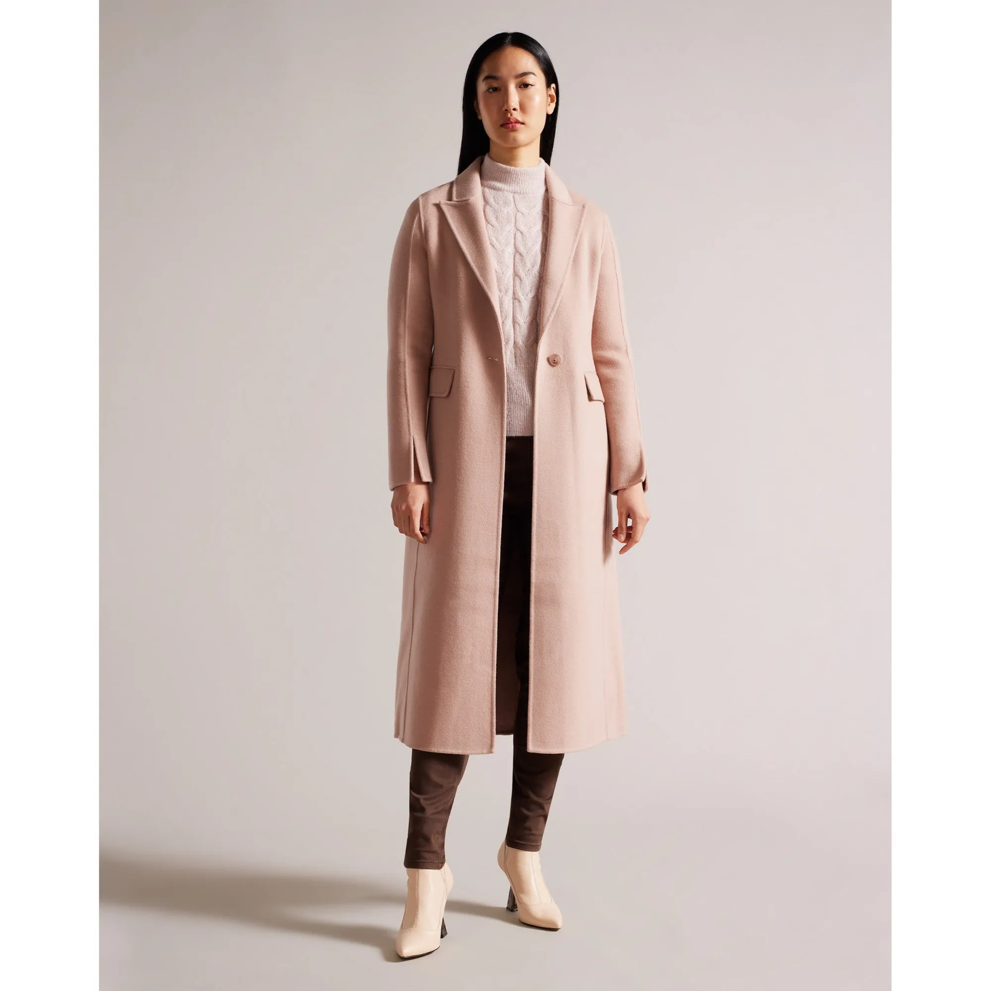 Women Wmo-Serinn-Single Breasted Midaxi Coat - Dusky-Pink