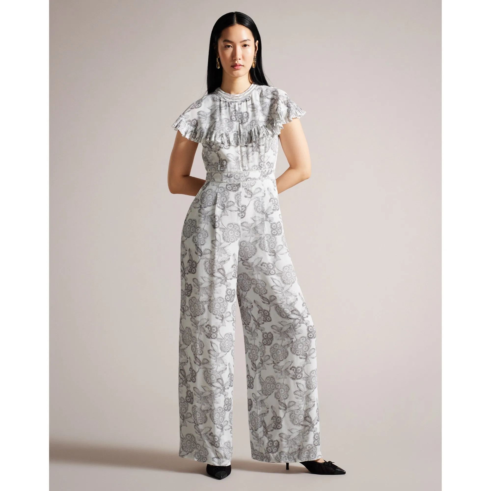 Women Wmt-Marlih-Cape Jumpsuit With Ladder Detail - White