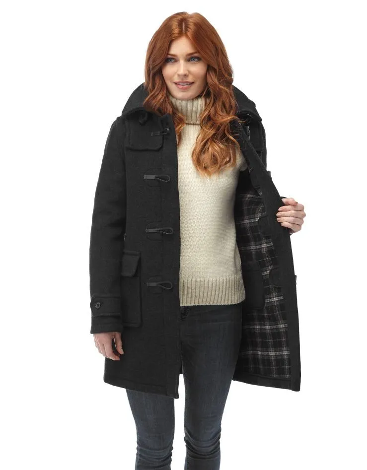 Women's London Classic Fit Duffle Coat - Charcoal