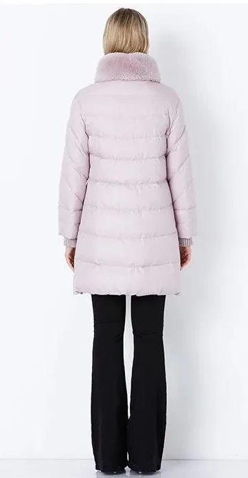 Women's Winter Windproof Thick Down Coat With Rabbit Fur Collar