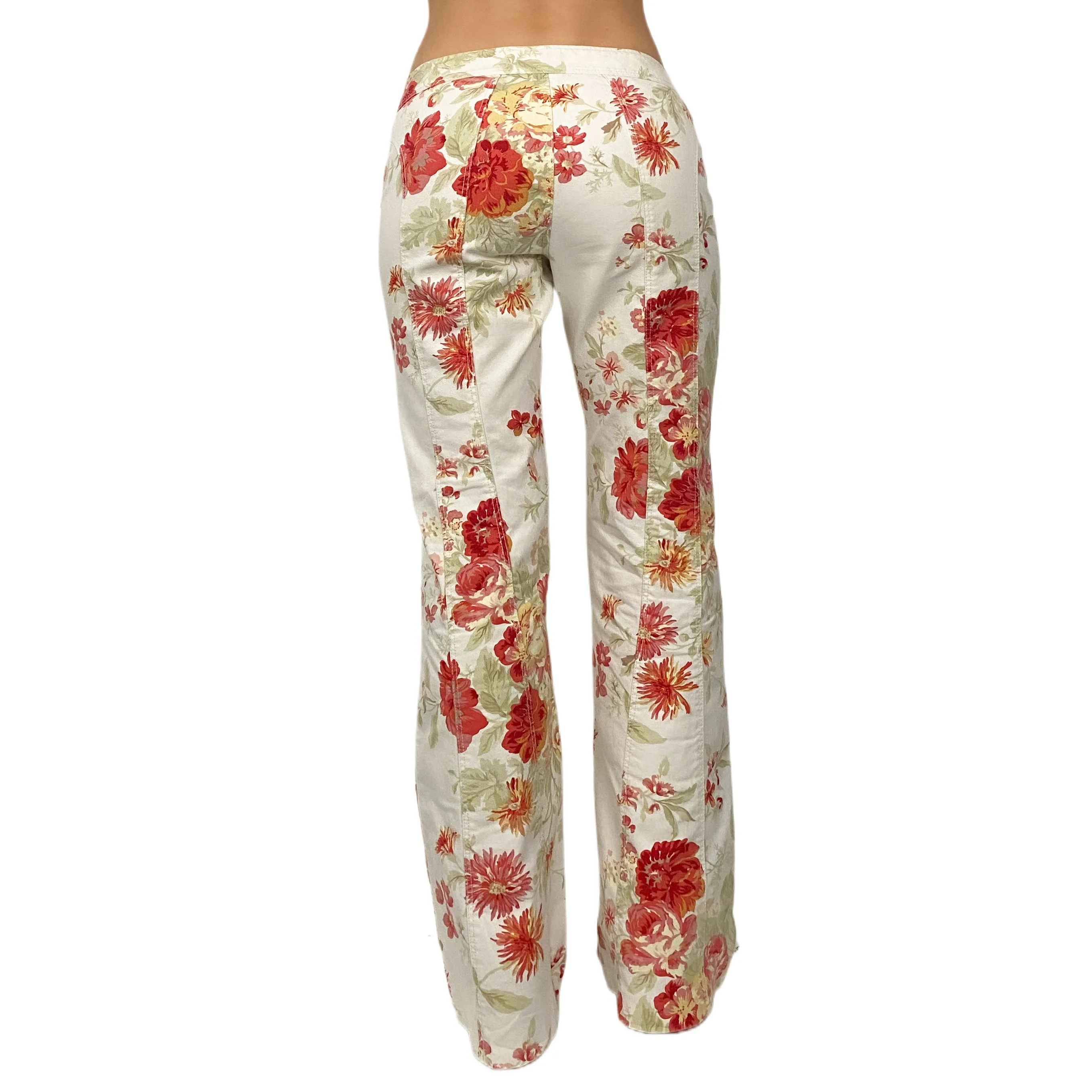 Y2K Floral Lace Up Low Rise Flares (S)